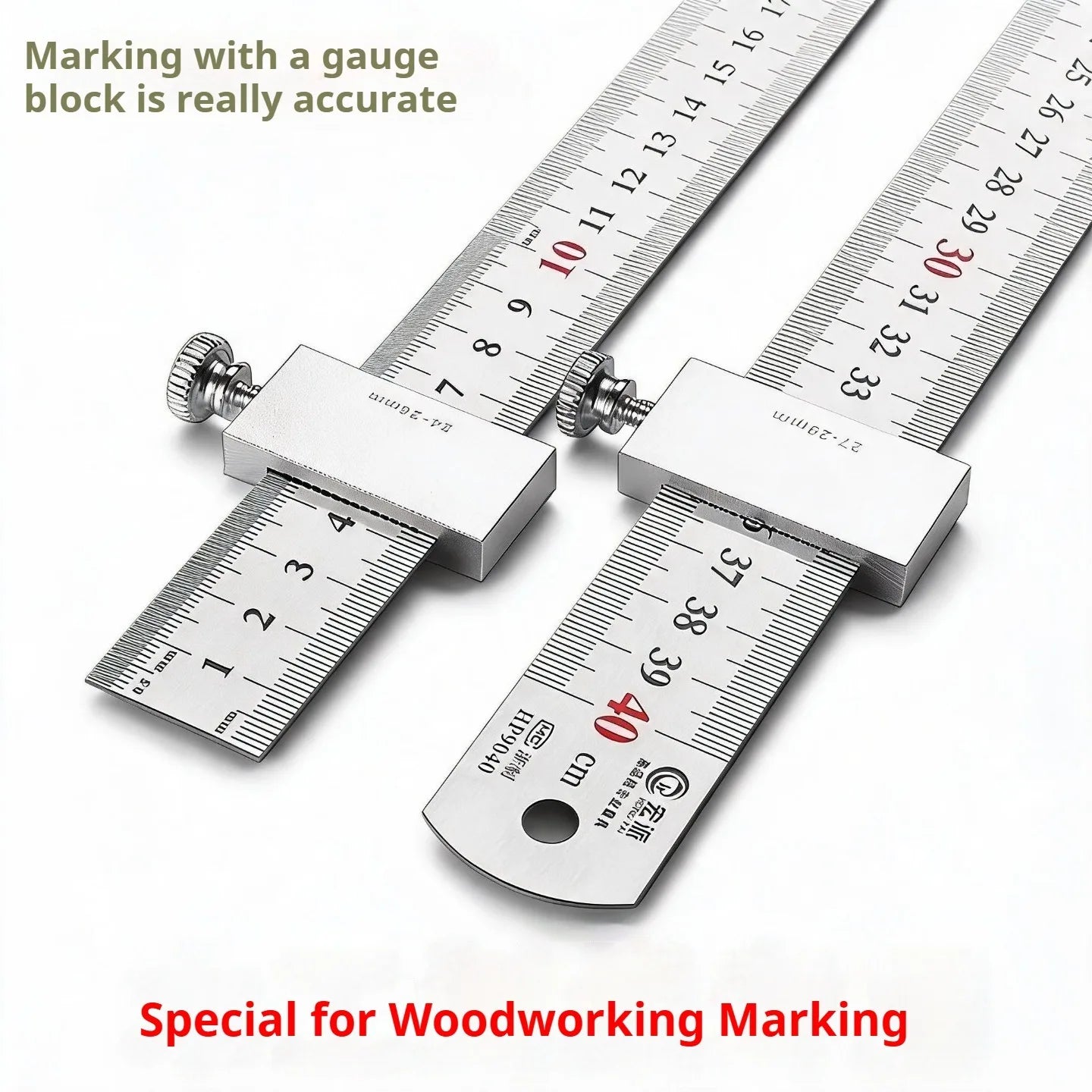 New Portable Carpentry Steel Ruler | Positioning Limit Block + Marking Gauge for Accurate Woodworking Tool Alignment