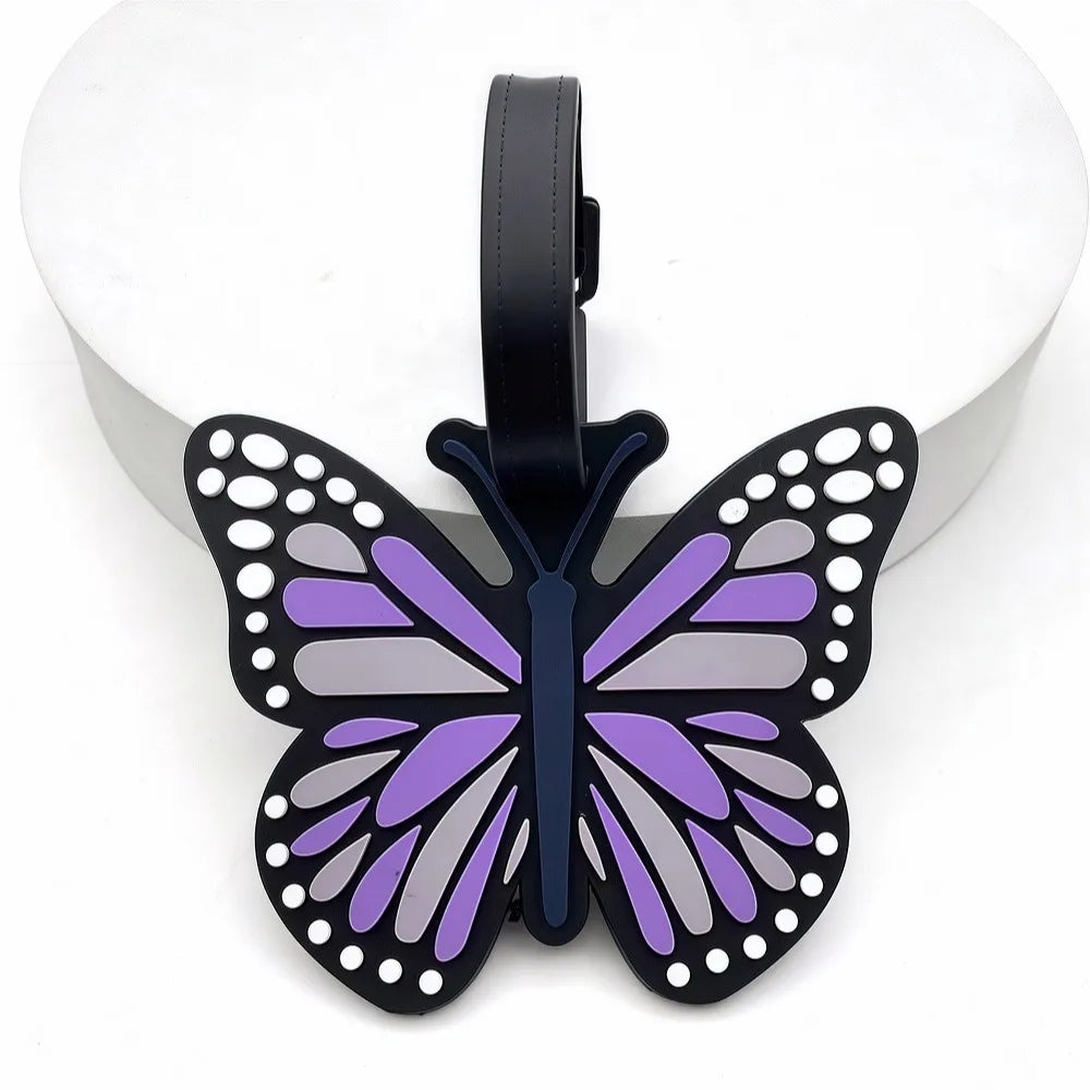 Butterfly-shaped luggage tag with strap, durable luggage, suitable for travel, easy to find your travel luggage.xtz