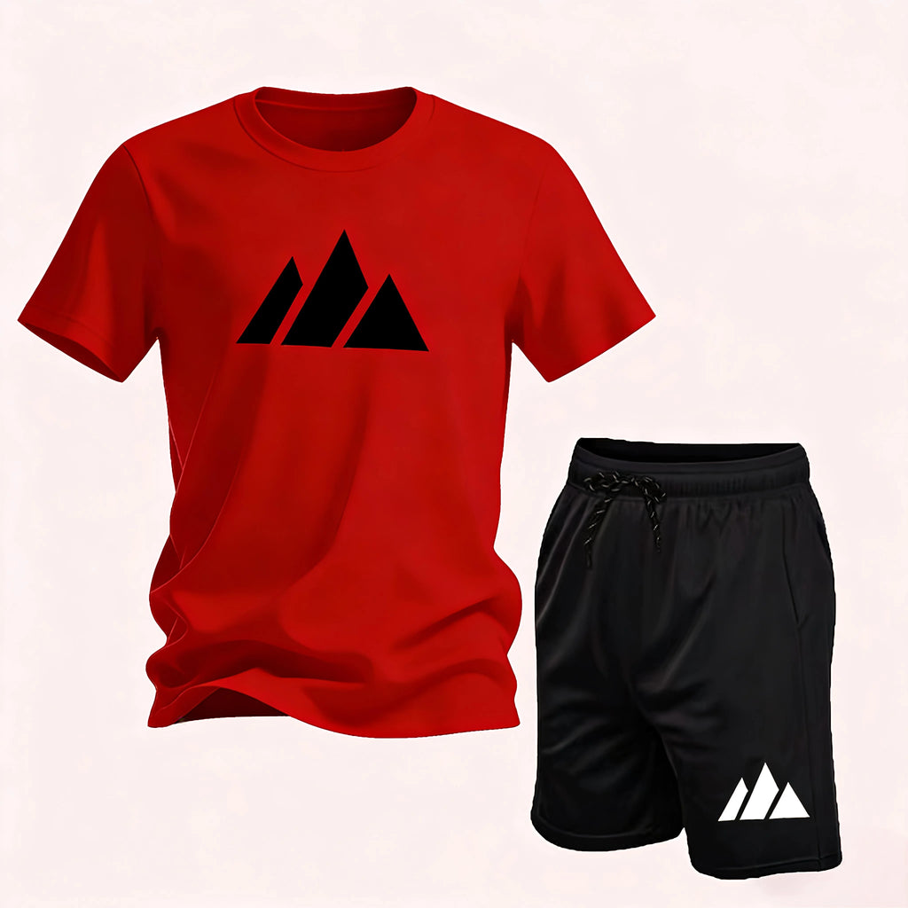 2026 Summer Fashion Trendy Casual Sports Two Piece Set Youth Men's Short Sleeved T-shirt + Shorts Set6