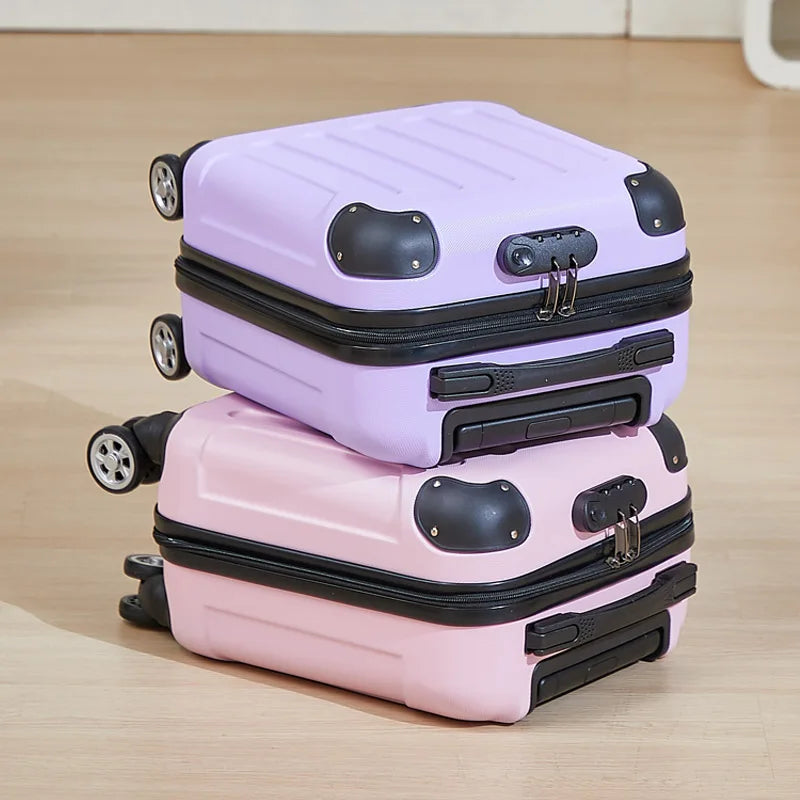 Fashionable Carry-On Luggage 14-inch Cabin-Size Suitcase Perfect for Short Trips Includes Cup Holder and Phone Holder Multi-Dire