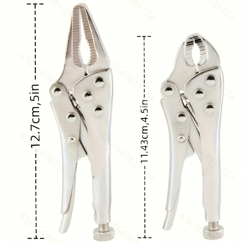 2Pcs/set Mini Vice Grip Style Locking Pliers 5" Long Nose and 4" Curve Jaw Labor-saving clamp welding clamp Home hand Tools
