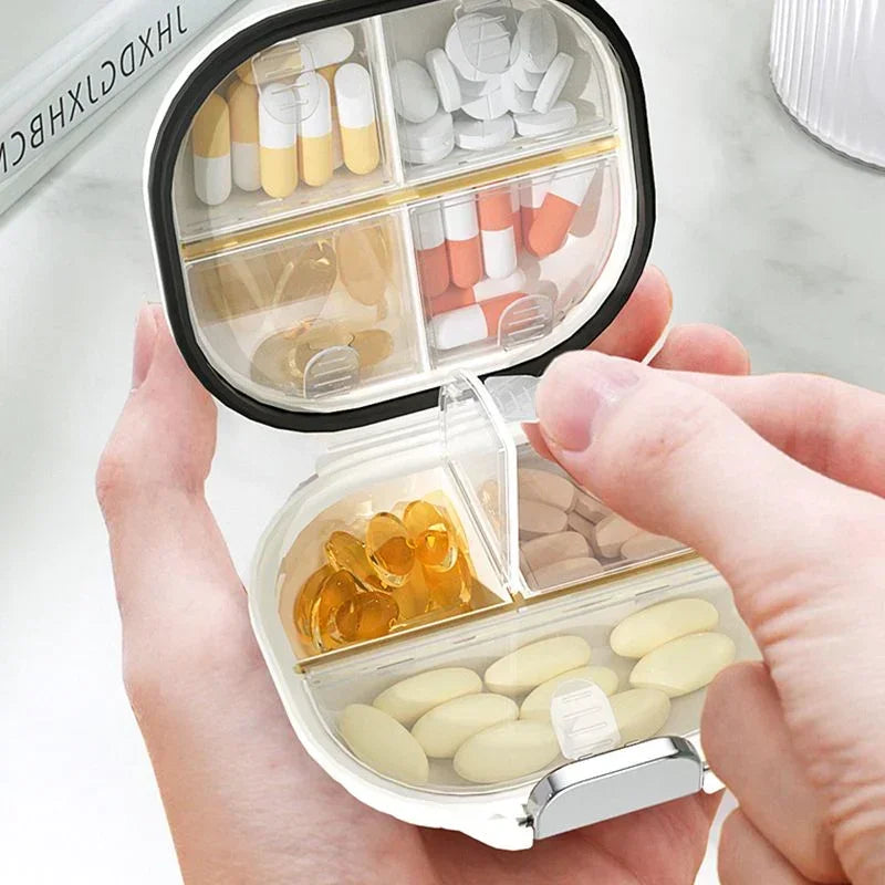 7-Day Sealed Pill Organizer - 7 Grids Moisture Proof Portable Medicine Box for Travel, Weekly Pill Storage (Multi-Compartment)