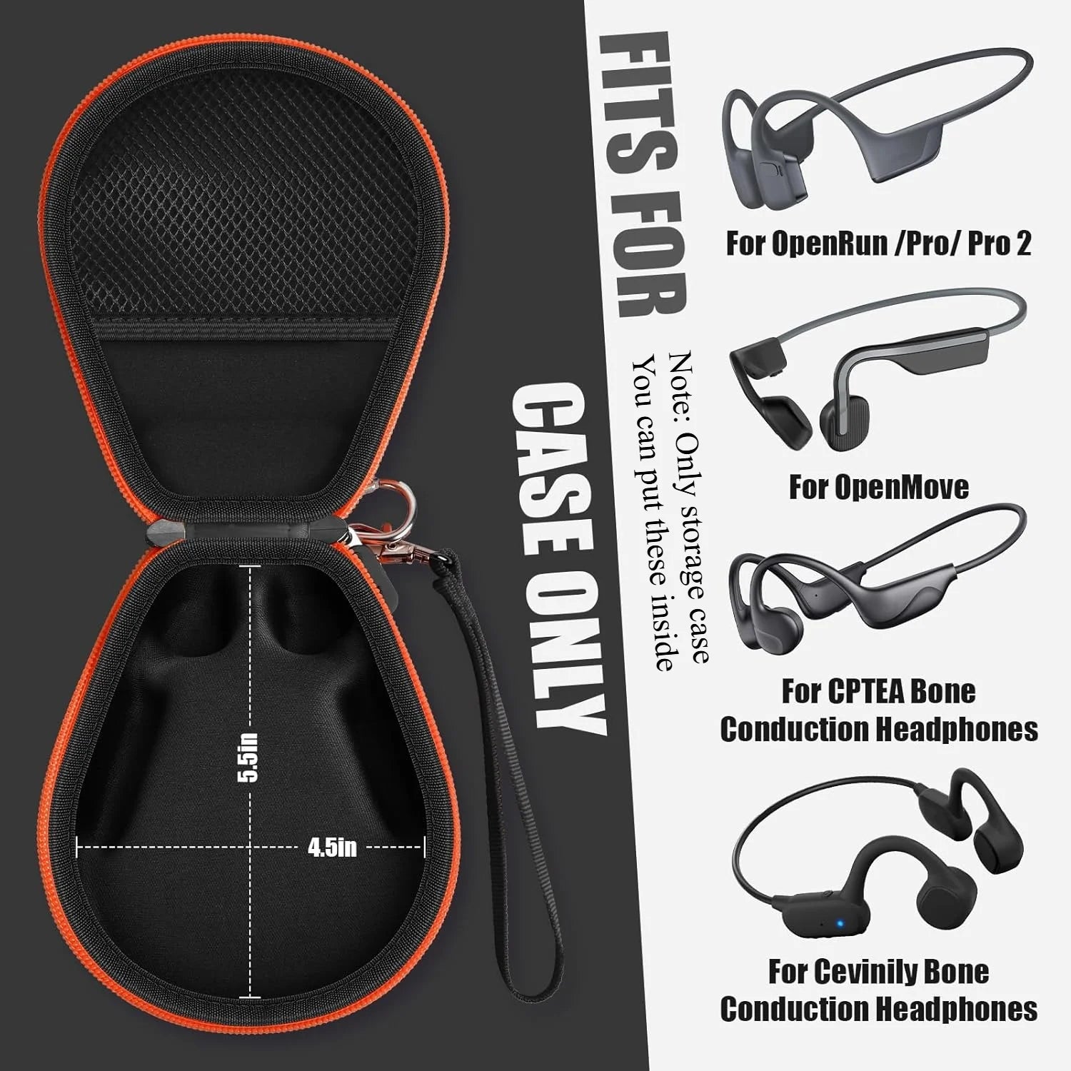 （CASE ONLY)Headphones Case Compatible with SHOKZ OpenRun Pro 2/1/Mini, OpenRun Standard/Mini, OpenMove, OpenSwim Pro, OpenSwim,