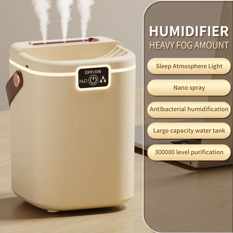 TINSOL 2L Large-Capacity Humidifier with Triple Nozzles and Night Light, Type-C Port, Air Purifier for Bedrooms and Living Rooms
