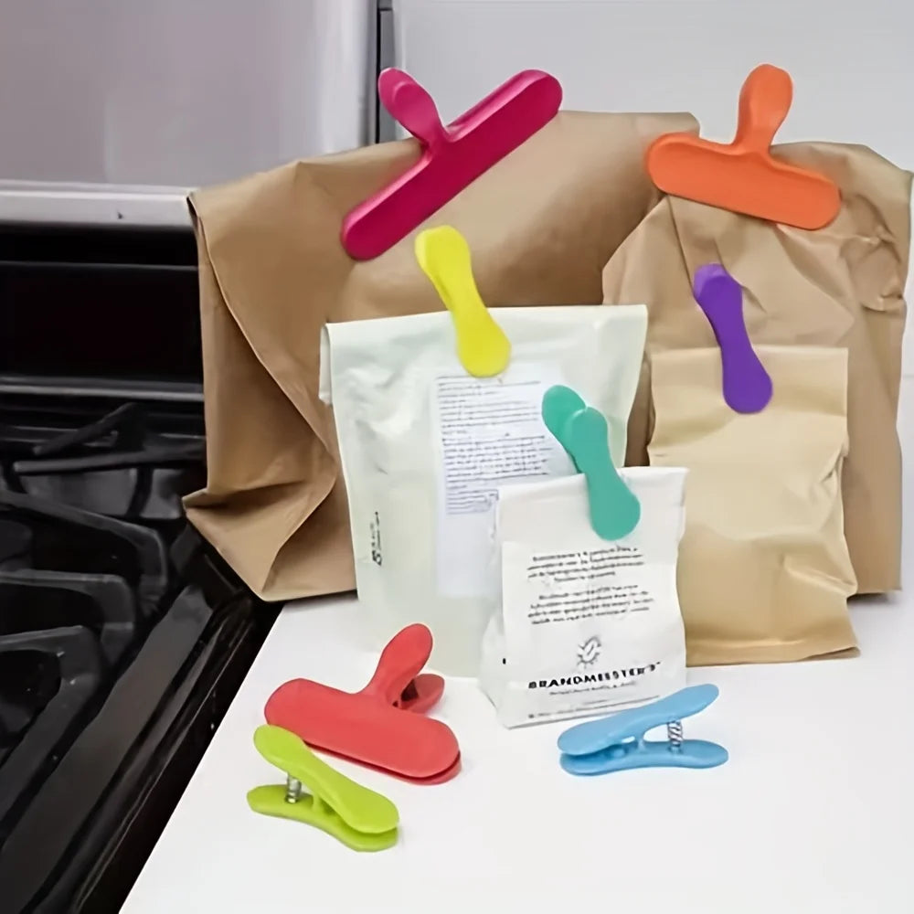 5pcs Stainless Steel and Plastic Rainbow Clips Random Color Set,Suitable for Kitchen, Home Organization.Multifunctional Fixer