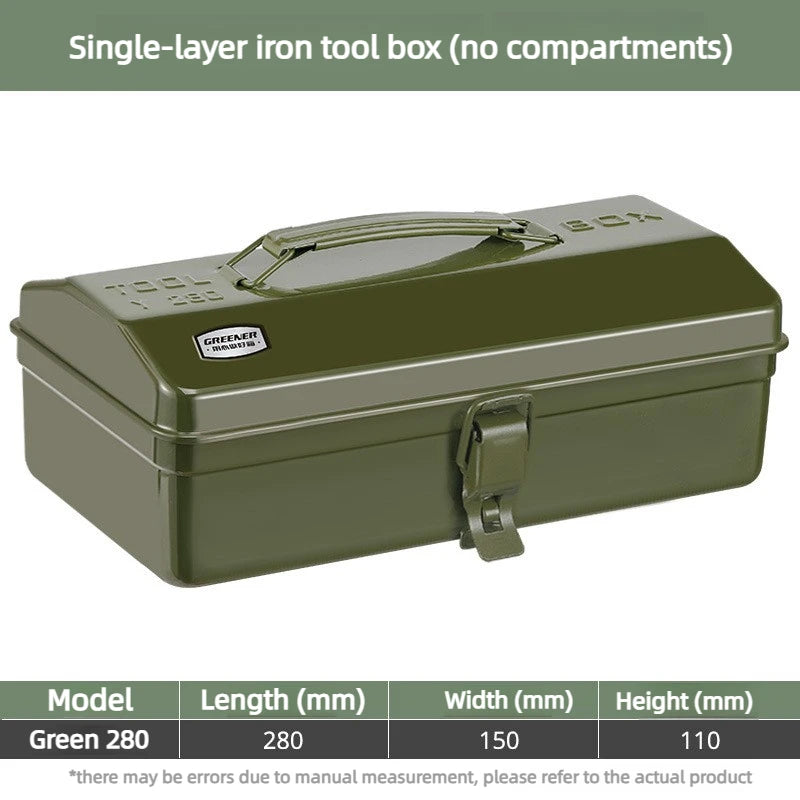 Heavy Duty Multipurpose Tool Box Iron Durable Storage Organizer Case for Workshop Home Outdoor Use Hardware Tool Storage