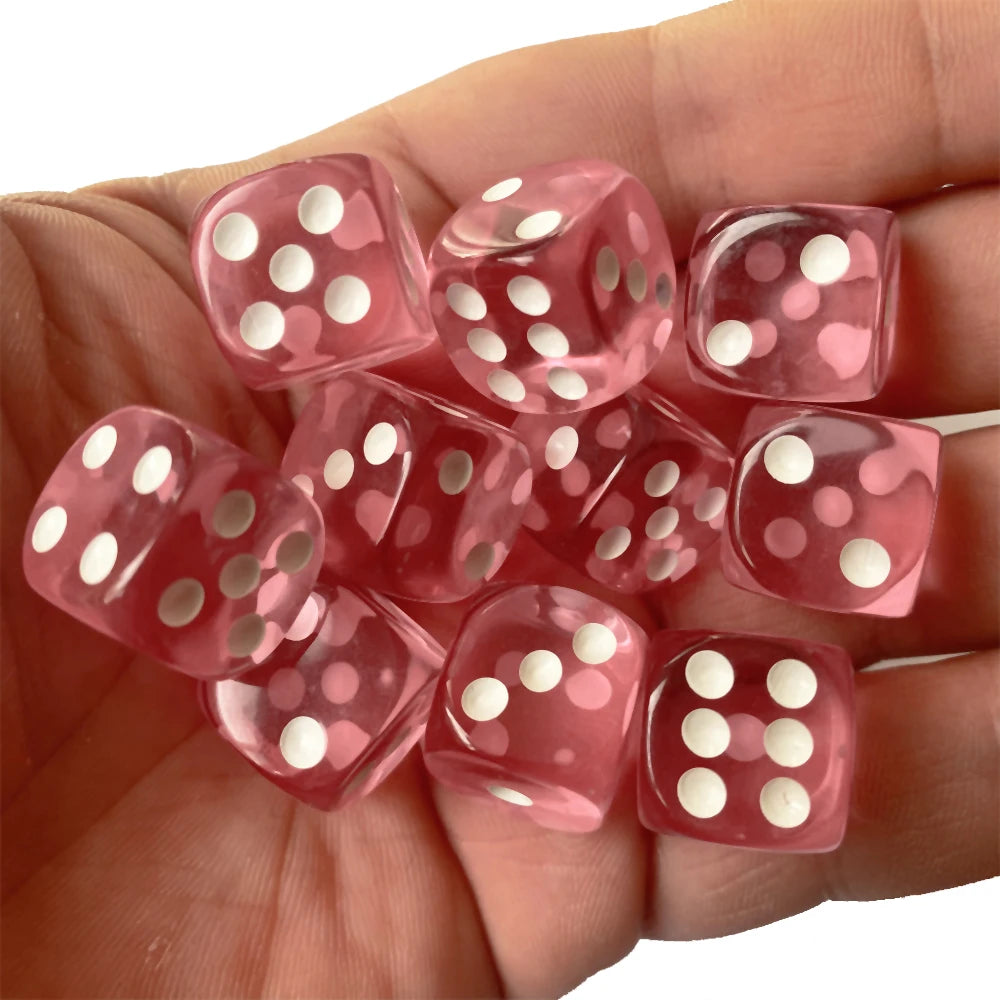 10pcs/Pack Transparent Acrylic Dice 16mm High Quality Multicolour #16 Round Corner Boutique Game Dices Cubes