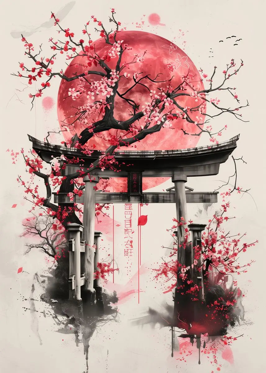 Japanese Samurai Geisha Umbrella Bonsai Sakura Art Poster Landscape Canvas Painting Wall Prints Picture for Room Home Decor