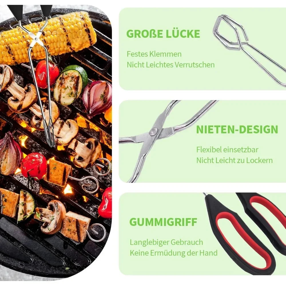 BBQ Tools Barbecue Scissor Pliers Tongs Grilled Food Tong Long Handle Bread Roast Clip Charcoal Pliers Kitchen Accessories