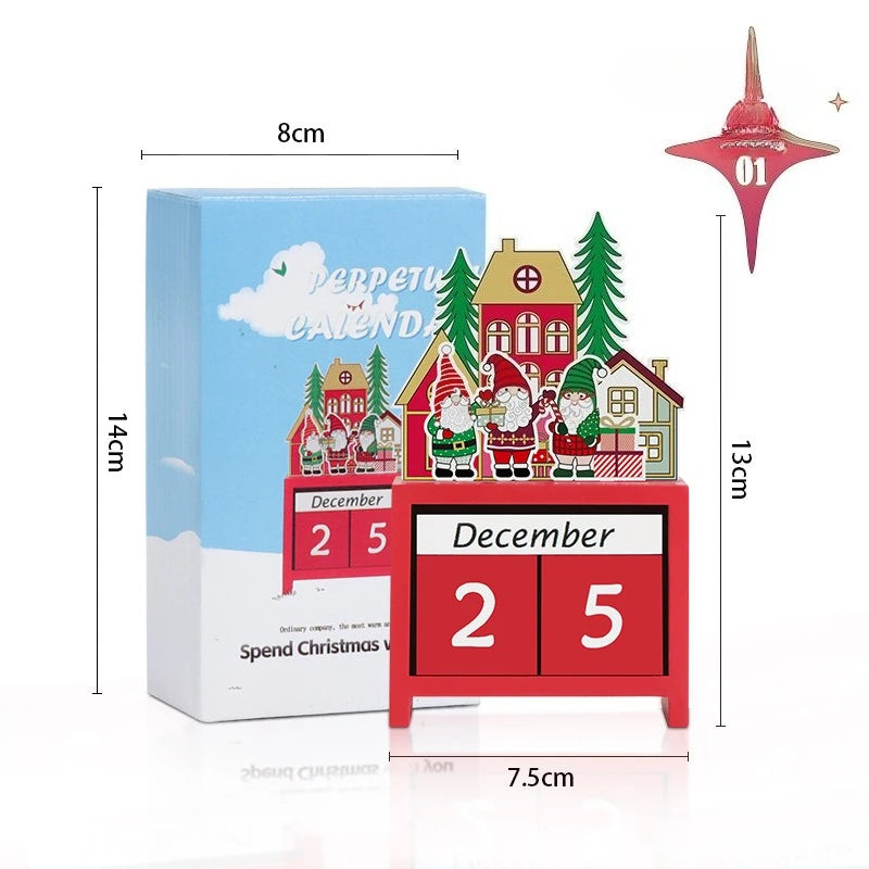 Christmas Countdown Advent Calendar, Days Until Christmas Countdown Desk Wooden Decoration Home Ornaments Office Decor - Santa