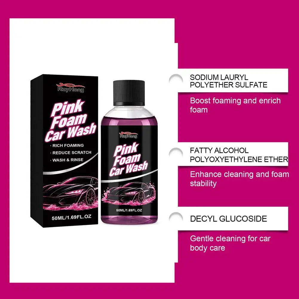  Pink Magic Foam Car Wash Shampoo Foaming Extreme Car Clean High Concentration High Foam Car Wash Liquid Pre-washed Off Wash