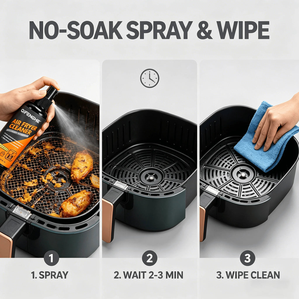 Air Fryer Cleaner Degreaser 2-in-1 Clean & Lubricate Removes Grease Burnt Food Residue Safe for Non-Stick Coating Oven Rack