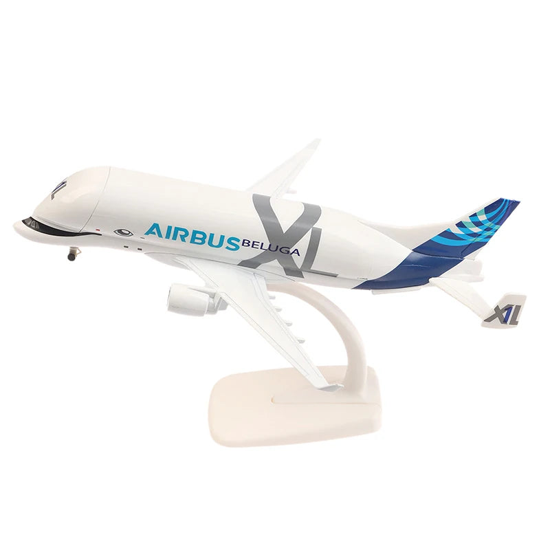 1Pc White Whale Transport Aircraft A300-600 Beluga Airlines Model Aircraft Transport Beluga Alloy Casting Airplane Toy Model#