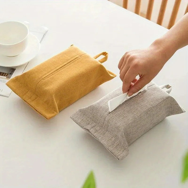 Paper Towel Box Rope Fabric Art Minimalist Style Living Room Home Desktop Car Mounted Paper Bag Hanging Style Car Tissue Bag