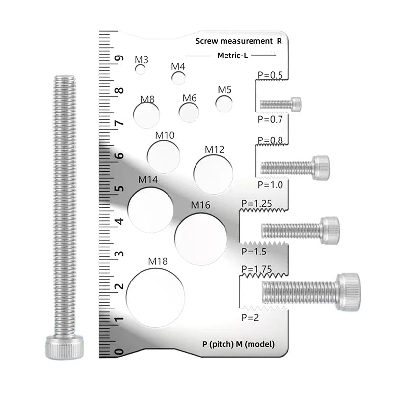 Thread Pitch Gauge Measurement Ruler For Screw Space Saving Measuring Gauge Tool For Bit Bolt Nut Screw Craft Industry And Home