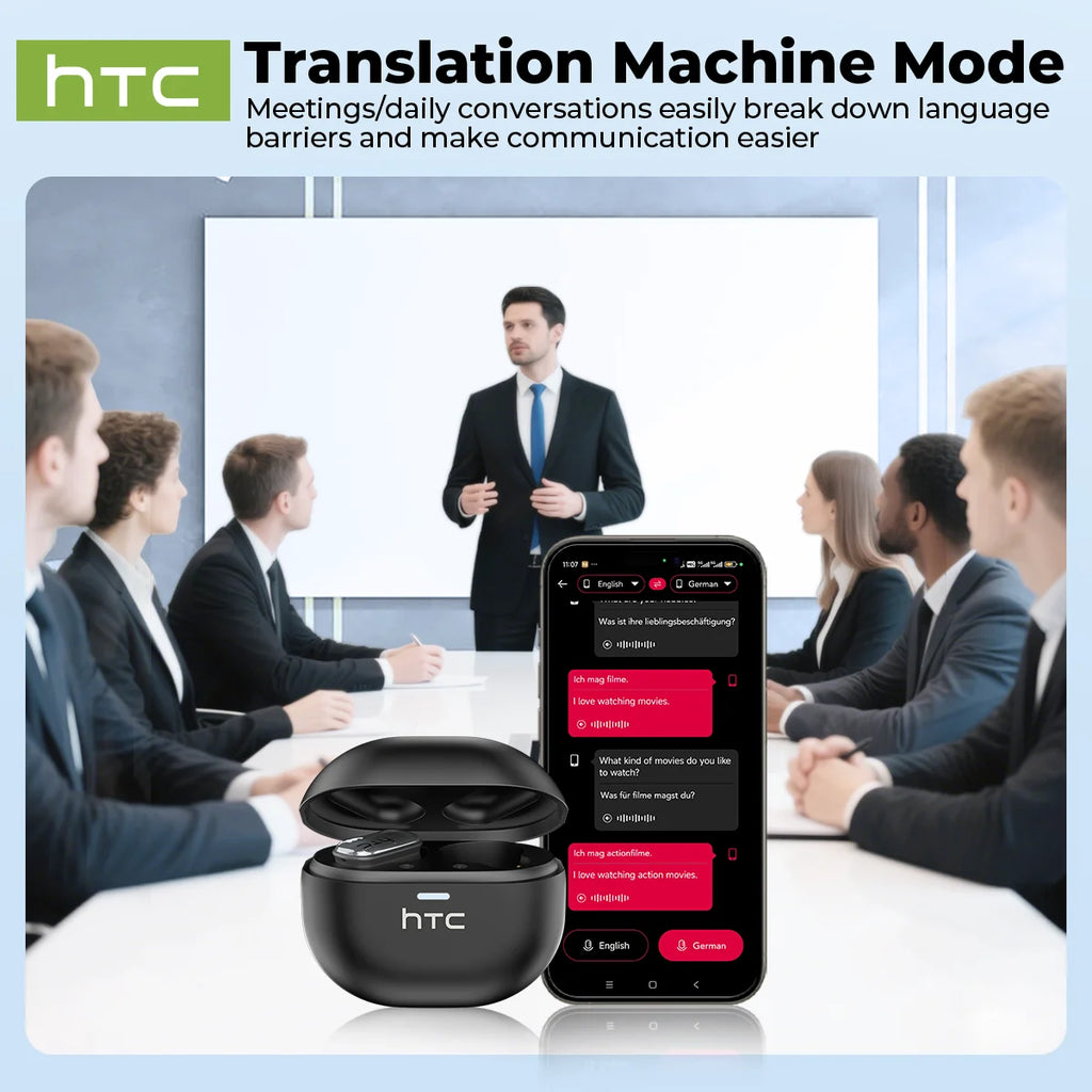 AI Translate Earbud HTC NE16 Face To Face Translation TWS Wireless Bluetooth Earphone With Mic HD Call HIFI Stereo Sport Earbuds