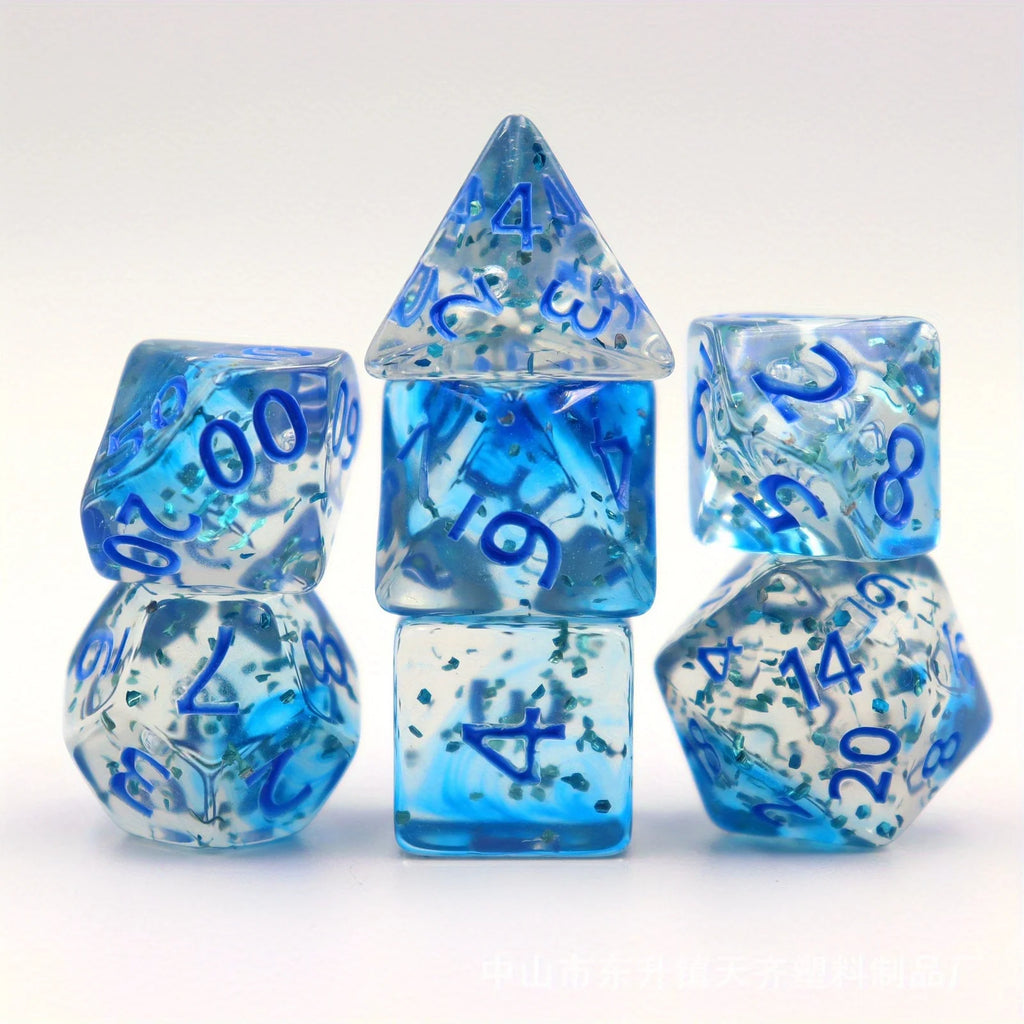 7pcs Set Crystal Style DND Dice Set, Polyhedral Table Game Dice Role-Playing RPG Dice With Box