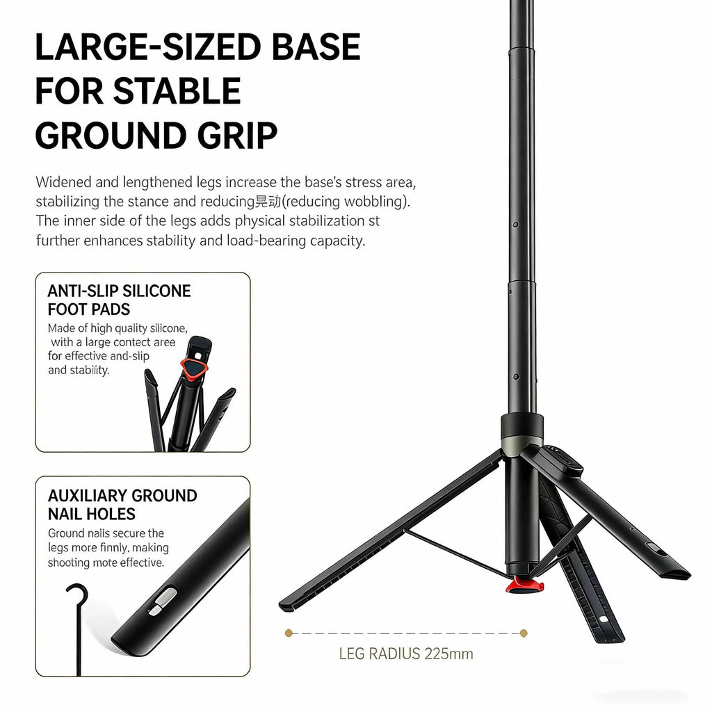 Xiaomi Zoom Floor Standing Selfie Stick Tripod 1.6m One Key Expand Stable Base Wireless Remote Shutter for Vlogging Selfies
