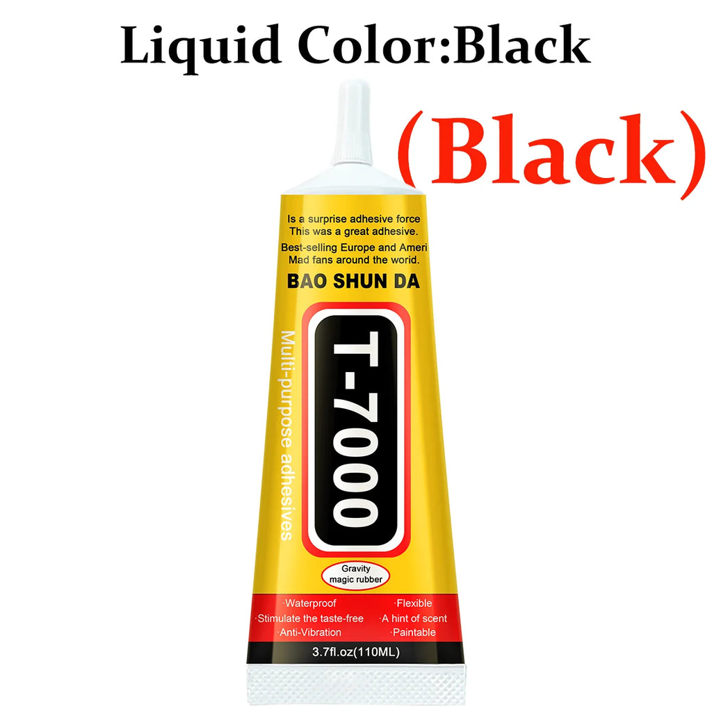 T7000 Electronic Component Repair Glue High-Strength Black Cellphone Tablet DIY Adhesive, T-7000 Super Strong Liquid Adhesive