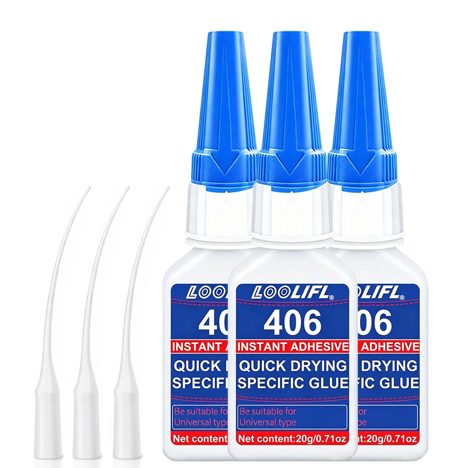 Loolifl 5Pcs 406 20g Cyanoacrylate Super Glue for Plastic Rubber Metal Ceramic All Purpose Adhesive for DIY Craft Home Repair