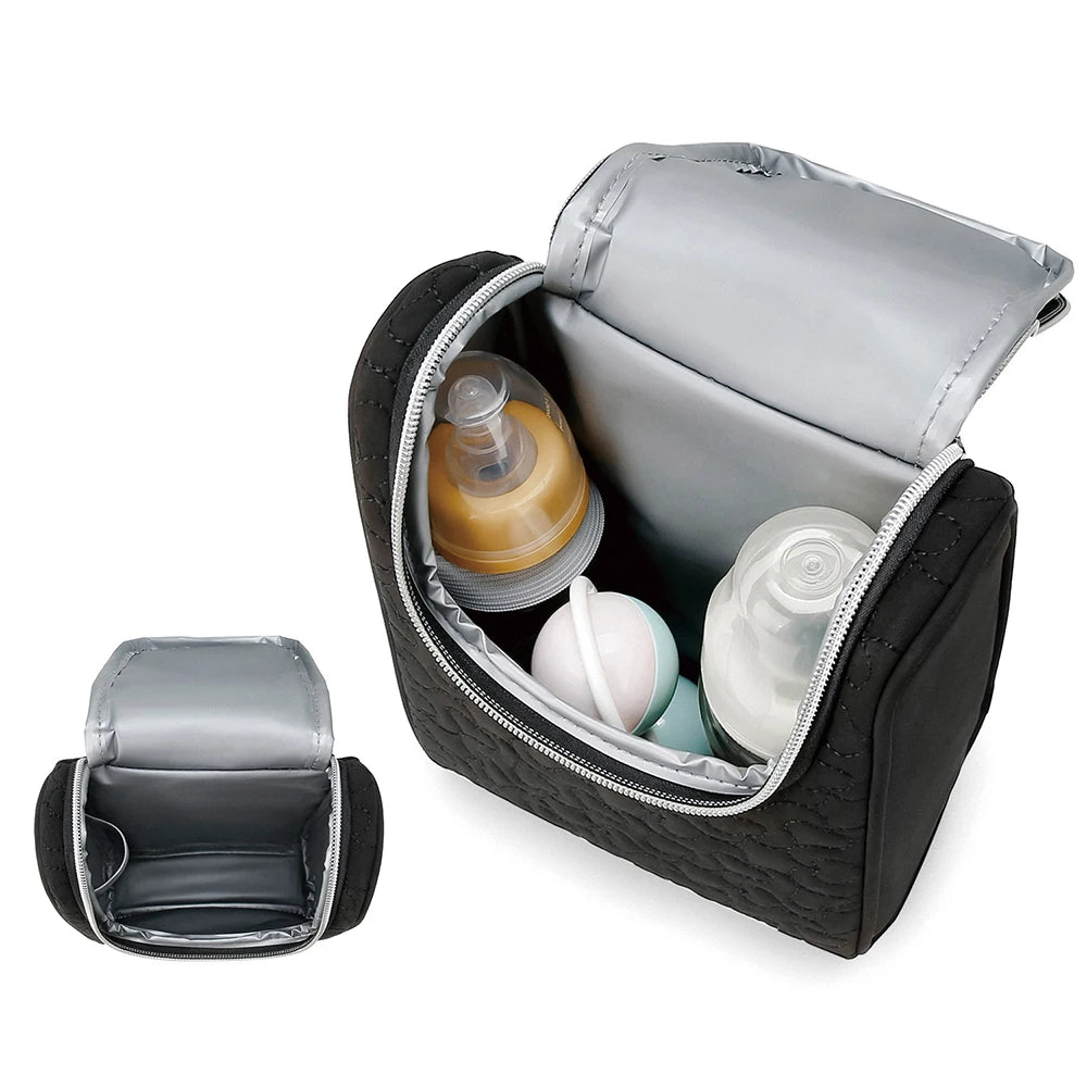 Portable Handheld Expandable Diaper Bag - Multi-Functional Baby Bottle Organizer Bag Black Travel Mom Bag