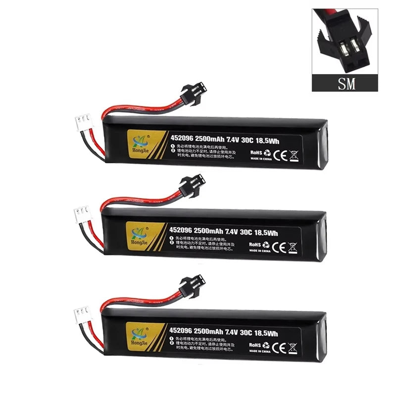 7.4V 2500mAh Lipo Battery Split Connection for Water Gun 2S 7.4V Battery for Mini Airsoft BB Air Pistol Electric Toys Guns Parts