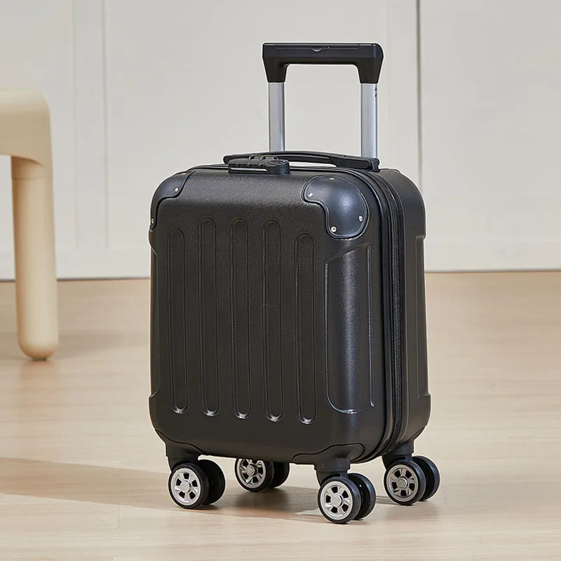 Fashionable Carry-On Luggage 14-inch Cabin-Size Suitcase Perfect for Short Trips Includes Cup Holder and Phone Holder Multi-Dire