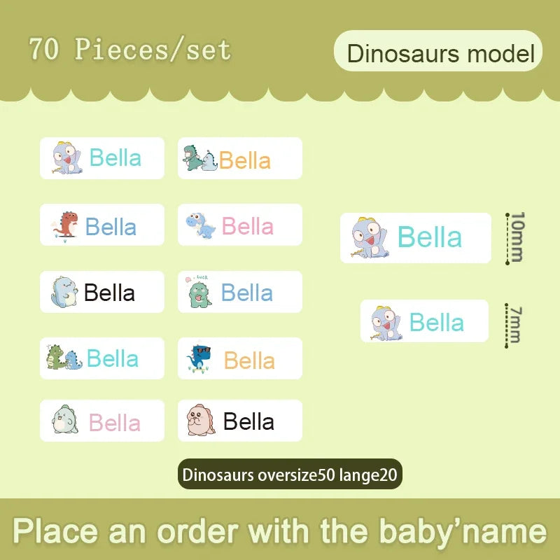 60pcs uv Name Sticker Custom Waterproof Kawaii Decals Personalized First Name Label for Children School Stationery Bottle Tag