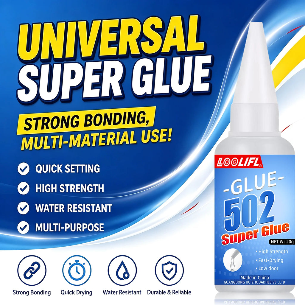 Super Glue Transparent 20g, Multi-Purpose Super Glue Cyanoacrylate Adhesive for Repairing Shoes, Ceramics, Plastic, Leather, Glass, Models, Metal, Wood, Pottery, Instant Bonding