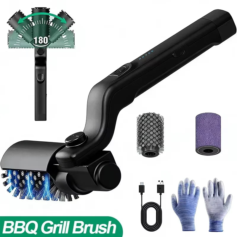 Electric Grill Brush Cleaning BBQ Cleaner Brush Cordless Rechargeable Rotary Adjustable Outdoor Heavy Oil Stains Clean Tool