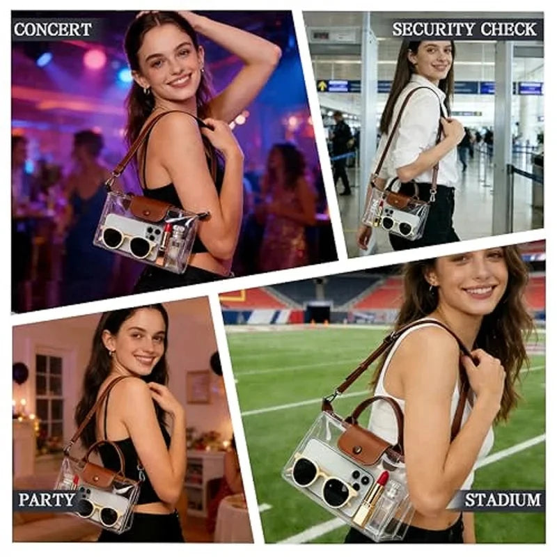 2026 New PVC Waterproof Transparent Handbag Women Large Capacity Phone Bag Niche Shoulder Crossbody Bag