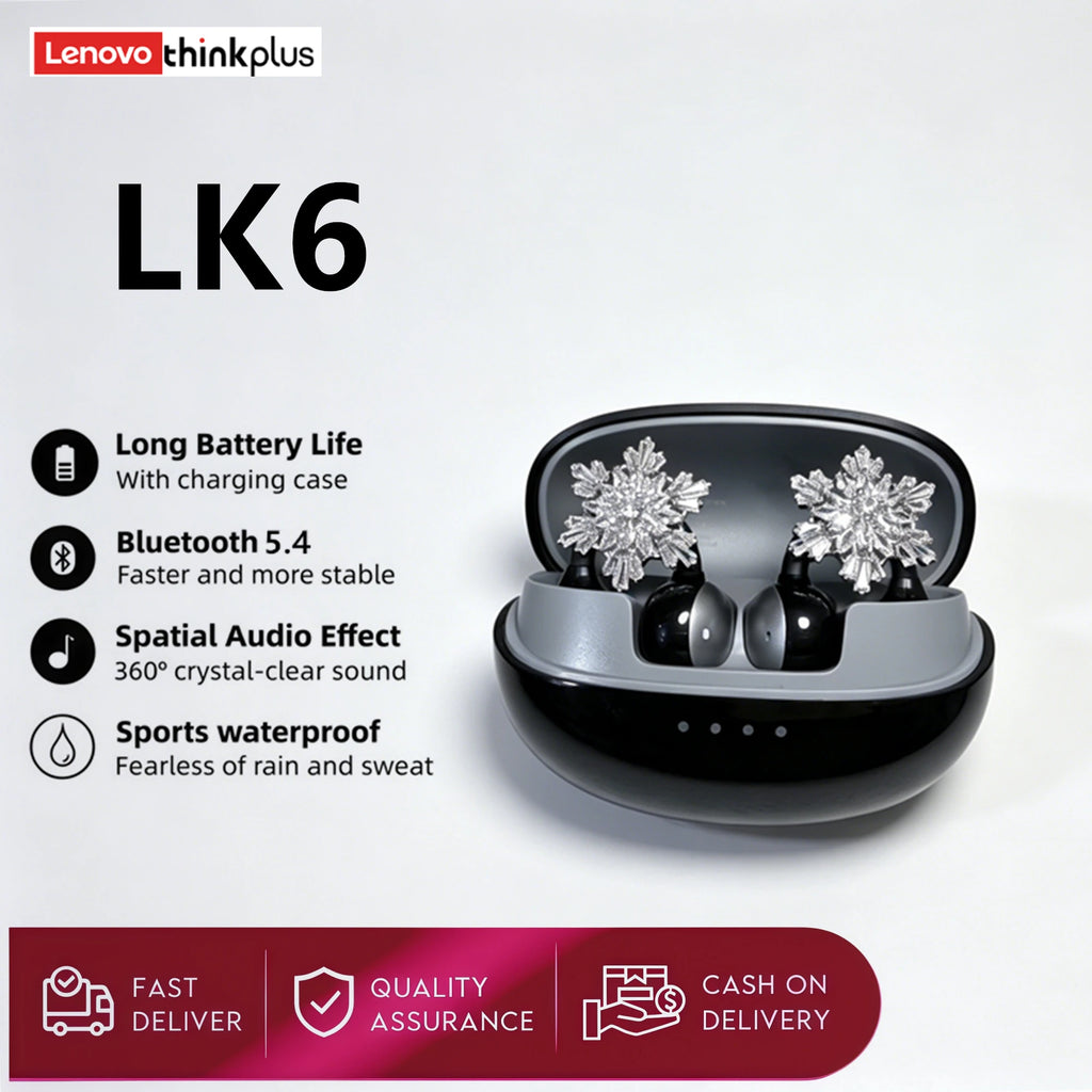 Original Lenovo LK6 Wireless Bluetooth Sports Earphones Ear Clip HD Stereo Headsets HIFI Music Noise Reduction Gaming Earbuds