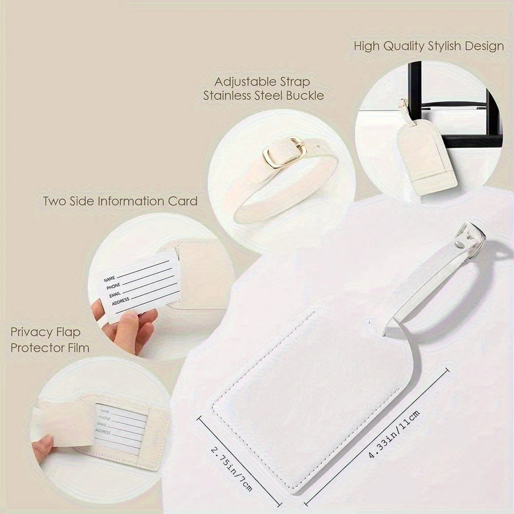 3 Pieces Travel Luggage Tag PU Leather Suitcase Label Boarding Pass Anti-Loss Pendant Cross-Border Logo Tag for Bags