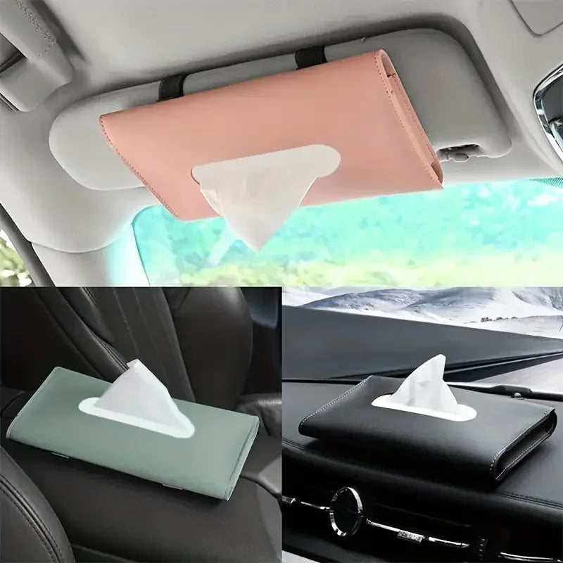Car Tissue Box PU Leather Popular Waterproof Cars Interior Storage Boxes Auto Storages Decoration Accessories