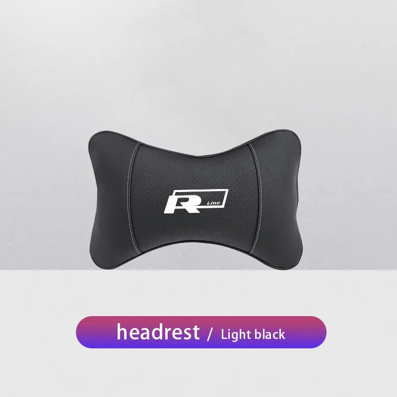 Keychain Leather Car Seat Headrest Memory Foam Comfort Neck Pillow Auto Interiors For Volkswagen VW T5 ID3 Tiguan GTI RLine Golf