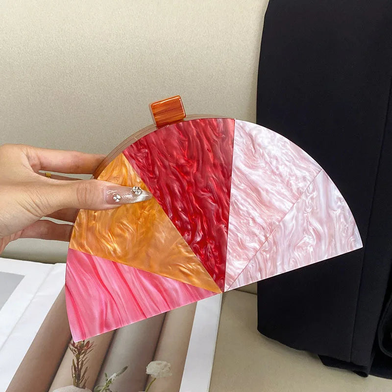 Acrylic Evening Box Bag For Women Clutch Purses Elegant Lady Prom Wedding Party Handbags Half Moon Crossbody Shoulder Bags
