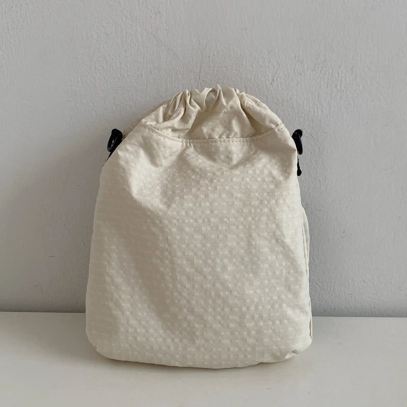 Women Fashion Summer Mini Drawstring Bag Ruched Shoulder Crossbody Small Bag Water Kettle Cup Phone Key Carry Bag