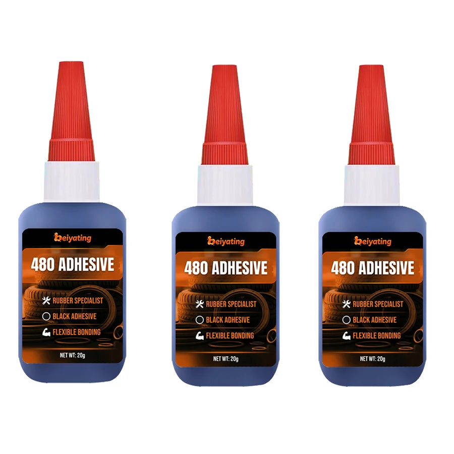 480 Black Super Glue,Quick-Drying Black CA Adhesive Rubber Metal Strong Liquid Glue, Emergency Repair Adhesive, Rubber Glue