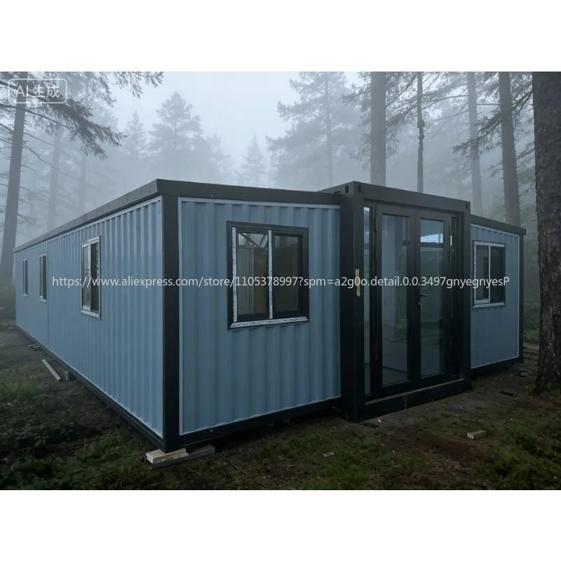 40FT Double Wing Expandable Folding Container House Prefabricated Mobile Living Unit For Outdoor Camping And Construction Sites