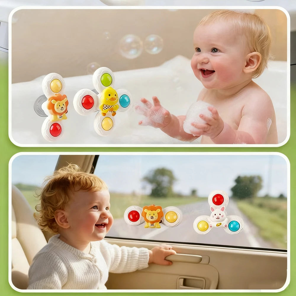 Suction Cup Spinner Toy Baby Bath Funny Game Educational Toy For Children Infant Sensory Stress Reliever Christmas Gifts for Kid