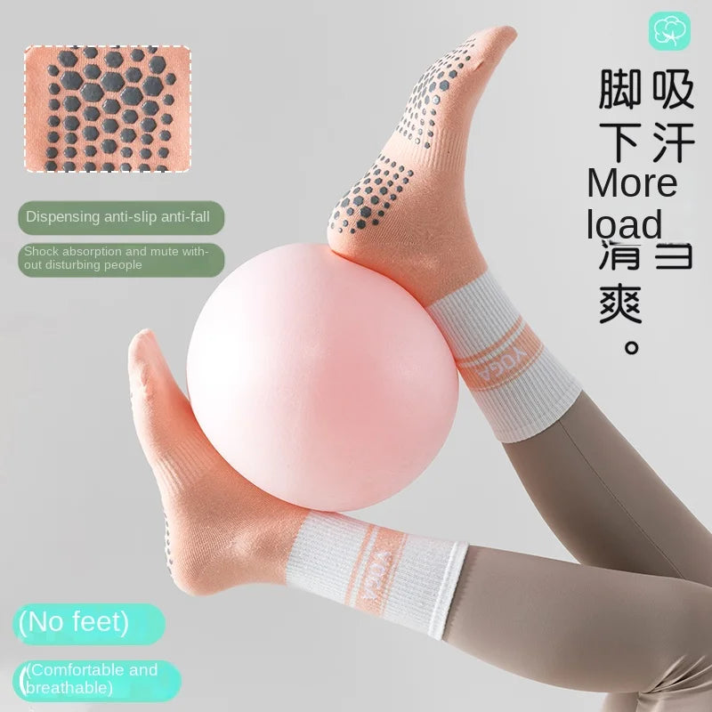 Cross-Border Professional Yoga Socks,  Cotton Strapping Silicone Anti-Slip Pilates Fitness Dance Floor Socks
