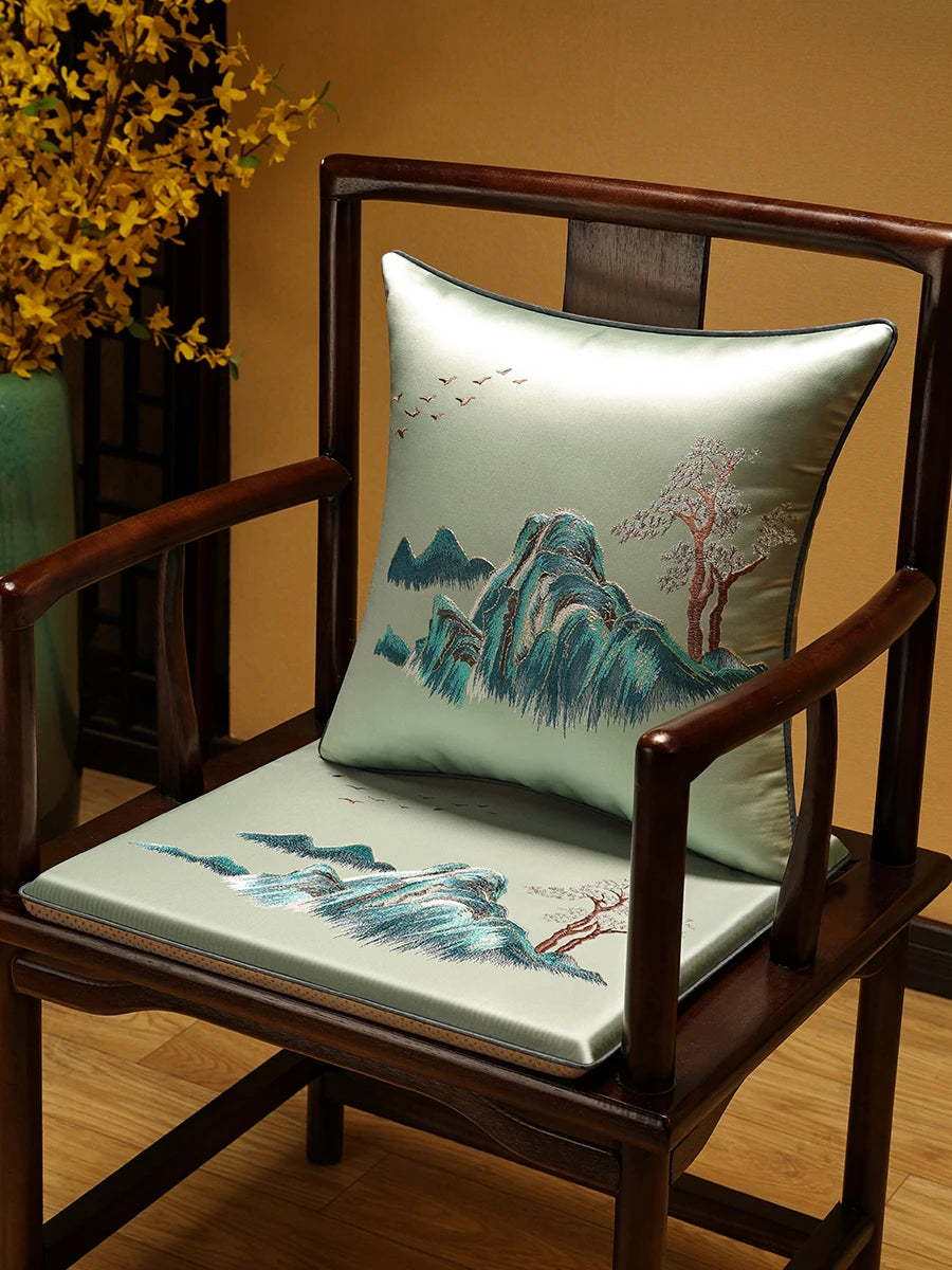 New Chinese-style Foam Chair Cushions Rosewood Sofa Cushion Cover Home Sponge Seat Cushions Embroidered Anti-slip Chair Cushions