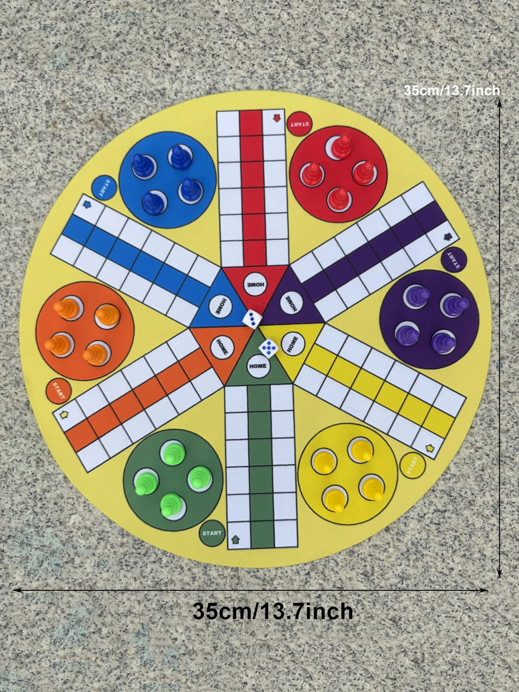 4-6 Person Flying Chess Ludo Board Game Set with Dice Multicolour Counters 35cm Diameter Travel-Friendly Classic Multi-Player Ga