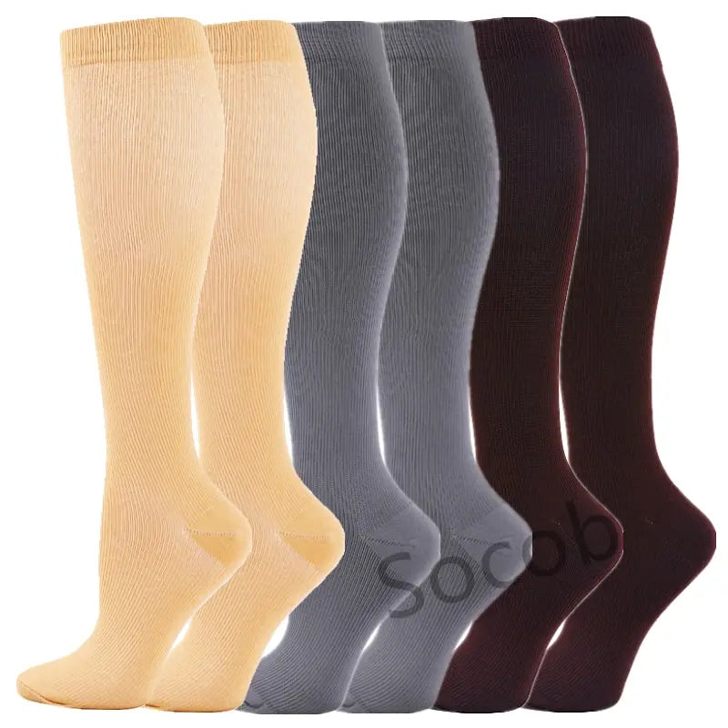 6/7 Pairs Compression Socks Varicose Diabetes Sock Running Cycling Hiking Touring Bicycle Marathon Outdoor Rugby Edema Long Tube