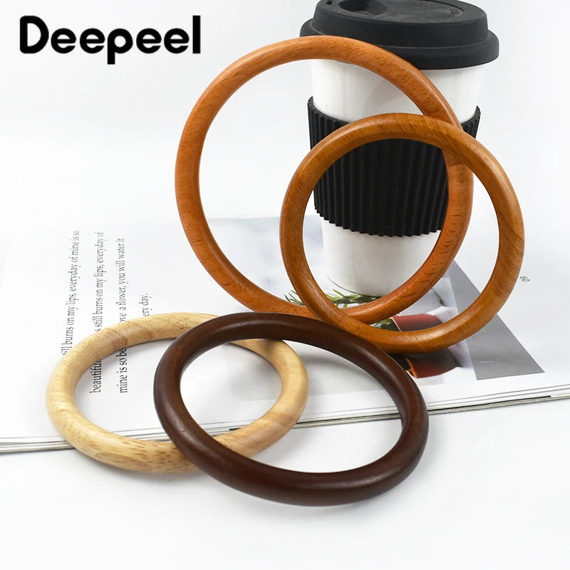 1/2Pcs 11/14cm Solid Wood Ring Bag Handles Purse Frame for Women Handbag Woven-Bag DIY Handmade Sewing Brackets Bags Accessories