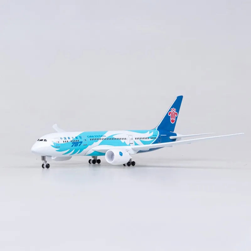 1/300 scale 20cm China Southern B787 Diecast Metal Toy Airplane Model Kit with Stand ＆Wheel for Collections Displays or Gift