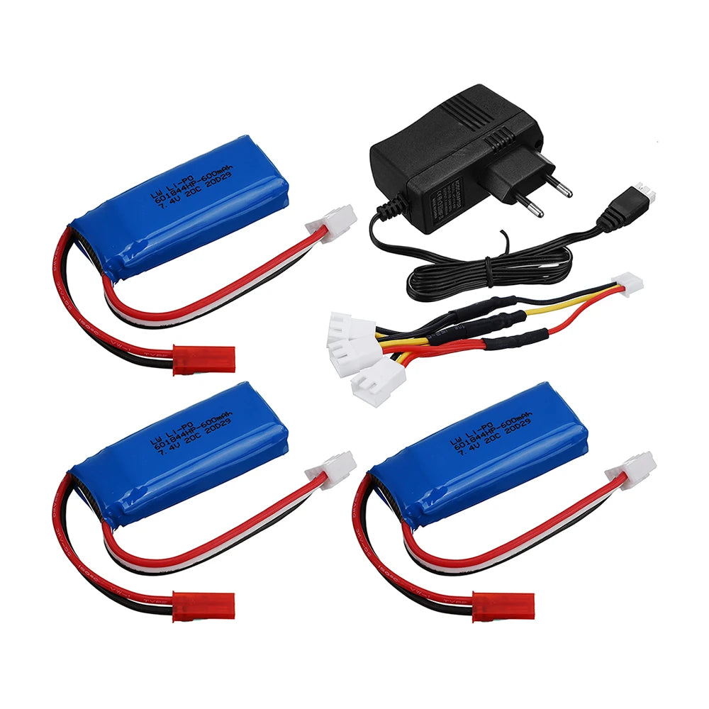 7.4V 600mAh Lipo Battery Charger for WLtoys K969 K979 K989 RC Car for XK A280 A160 A300 RC Aircraft Spare Parts 2s 7.4v Battery