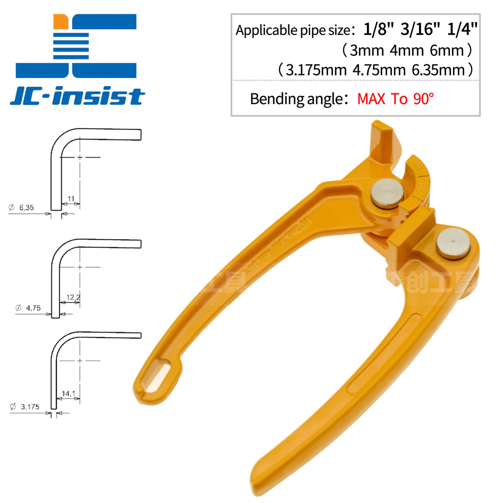 Copper Tube Bender, Tubing Bender 90°,Fuel Brake Pipe Bender Hand Tool 1/4“ 3/16” 1/8“ ,3 In 1 Pipe Tubing Bender