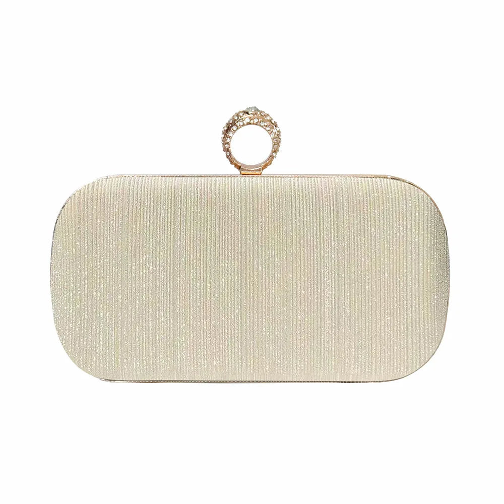 Finger Ring Women Evening Bags Party Wedding Glitter Handbags New Arrival Purse Diamonds Box Holder Clutch Gold Shoulder Bag Sac