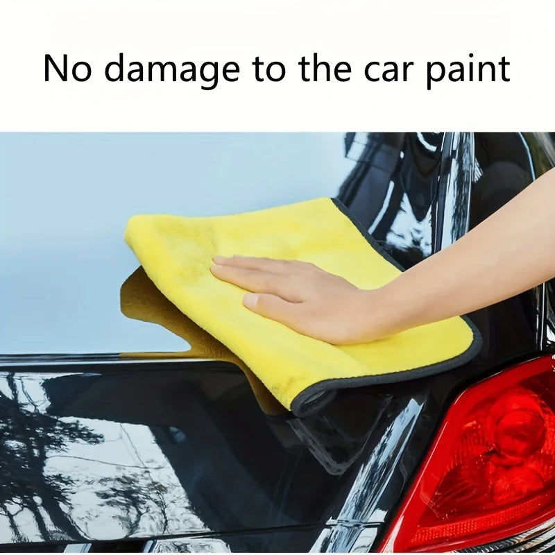 1/2/6pcs Microfiber Cleaning Towel Thicken Soft Drying Cloth Car Body Washing Towels Double Layer Car Cleaning Drying Cloth